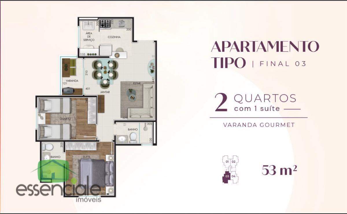 Apartamento com 53m² com 2 quartos no bairro Fonte grande em Contagem à venda por R$ 552.685